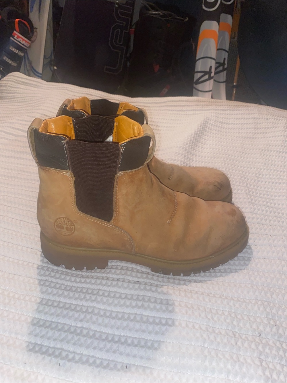 Timberland Tan Nubuck Slip-On Work Chelsea Boots size 7.5 Mens